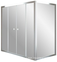 Шторка на ванну Z2V+ZVF, 180x80x140 см, раздвижная с неподвижной боковой стороной, профиль хром матовый, стекло сатин, БЕЗ ПОКРЫТИЯ ZZ