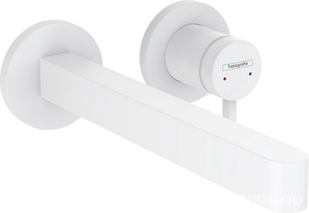 Смеситель для раковины, встраиваемый в стену, излив 225мм, внешняя часть (БЕЗ внутр. части –  арт. 13622180), (цв.матовый белый),  ZZ Hansgrohe Finoris 76050700