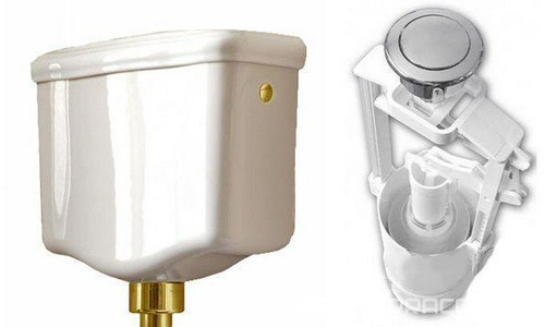 Механизм смыва для "Среднего" бачка унизаза, (кнопка цв.золото), Kerasan ZZ Kerasan Универсал 751391