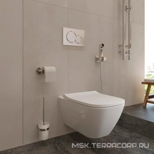 Гигиенический душ со смесителем, БЕЗ скрытой части арт.29235180, (лейка с кнопкой, кронштейн, шланг 125см), (цв.хром), Bidette E 1jet ZZ Hansgrohe Универсал 29233000