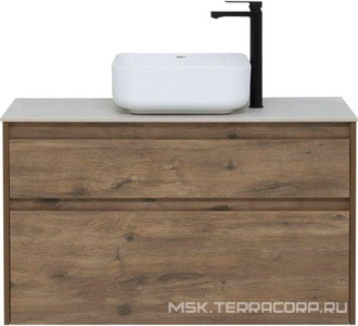 Тумба  подвесная 100 см без раковины, цвет дуб рустикальный (2 ящика) ZZ Aquanet Nova Lite 249521