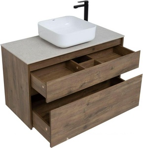 Тумба  подвесная 100 см без раковины, цвет дуб рустикальный (2 ящика) ZZ Aquanet Nova Lite 249521