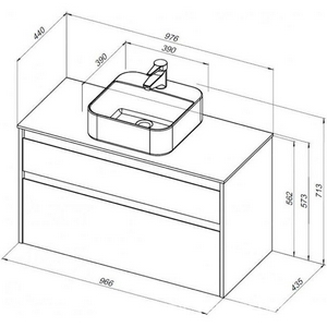 Тумба  подвесная 100 см без раковины, цвет дуб рустикальный (2 ящика) ZZ Aquanet Nova Lite 249521