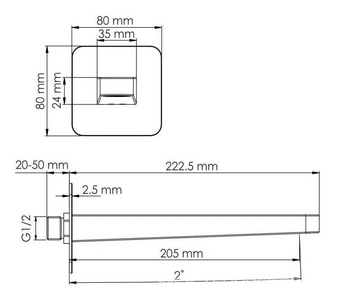 Смеситель встраиваемый в стену для раковины, на два отверстия, никель ZZ Wasserkraft Универсал A6451.298
