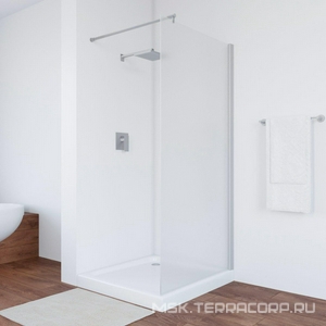 Душевая перегородка, неподвижная, 116x190 см, профиль хром глянцевый, стекло сатин ZZ Vegas Glass EAF EAF 116 08 10