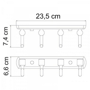 Планка с 4-мя крючками, хром, Oder Wasserkraft oder K-3074