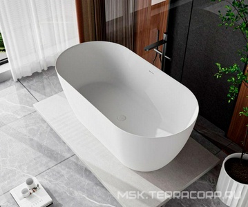 Ванна 1500х750хh570мм, отдельностоящая, интегрир.слив перелив, д/к в цвет ванны в компл.,(иск.камень Solid Surface цв.белый мат), Relax ZZ Cezares relax CZR-RELAX-150-75-57-SSB