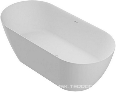 Ванна 1500х750хh570мм, отдельностоящая, интегрир.слив перелив, д/к в цвет ванны в компл.,(иск.камень Solid Surface цв.белый мат), Relax ZZ Cezares relax CZR-RELAX-150-75-57-SSB