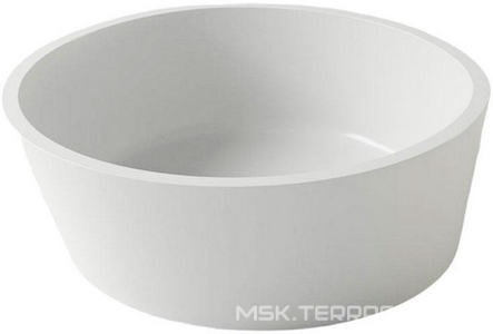 Раковина накладная 420х420х150мм, без отверст. для смесит., без перелива, д/к в цвет раковины в компл.,(иск.камень Soft rock цв.белый мат),  ZZ Holbi Almatea 1.02.002.11.1