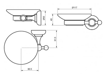 Мыльница настенная керамическая, (цв.хром),  ZZ Cezares Aphrodite APHRODITE-SODS-01-M