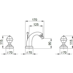 Смеситель для биде на 3 отв., ручки Swarovski, цвет золото ZZ Migliore Cristalia 27180