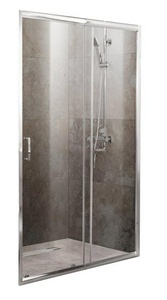 Дверь для душа, в нишу 1100-1250хh1900мм, сдвижная, 1 дверь, 1 неподв.секция, правая/левая, (стекло прозрачн.5мм, фурн.цв.хром),  ZZ BelBagno Unique UNIQUE-BF-1-110/125-C-Cr