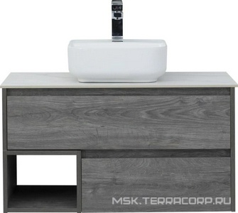 Тумба подвесная "" 90 см, цвет "дуб рошелье", БЕЗ раковины Sanita luxe Quadro-90 ZZ STWORKI Карлстад 00249987