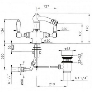 Смеситель для биде на 1 отв. с д/к (цв.хром/ручки ), Nicolazzi ZZ Nicolazzi P.M.Blanc 1434 CR 78