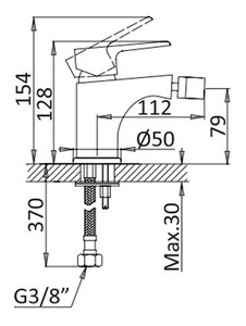 Смеситель для биде, с д/к, (цв.черный матовый),  ZZ Cezares Nautic NAUTIC-BS1-NOP