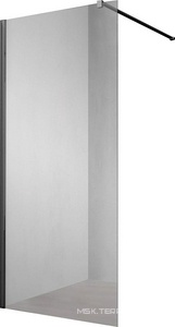 Душевая перегородка 700хh2000мм, правая/левая, (стекло прозрач.8мм, поперечн. укорачиваемый кронштейн 1200мм, фурнит. цв.черный матовый),  ZZ Vincea Walk-In VSW-1H700CLB