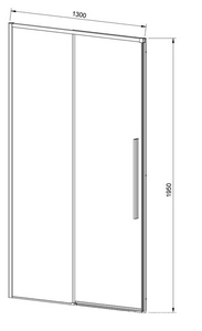 Дверь для душа, в нишу 1300хh1950мм, раздвиж, 1 дверь, 1 неподв.секция, правая/левая, (стекло прозрач.6мм Easy Clean, фурн.цв.браш.золото),  ZZ Vincea Slim-N VDS-4SN130CLG