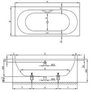 Ванна 170х70хh42см, с шумоизоляцией, БЕЗ ножек арт.B23-1500 и удлинённого слива-перелива, (BetteGlasur® Plus, цв.белый), Bette  ZZ Bette Starlet 1730-000 PLUS