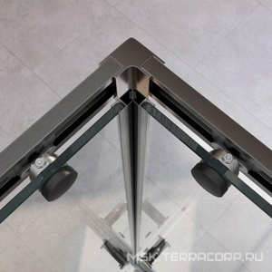 Душевой уголок 1000х1000хh2000мм, квадратн., 2 сдвижные дверцы с 2-мя неподв. сегм. (стекло прозрачное 8 мм, фурнит. цв.оружейная сталь), Relax ZZ Cezares relax RELAX-304-A-2-100-C-GM