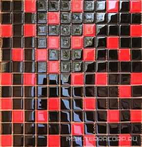 Мозаика Мозаика 758 микс красный-черный 23х23 ZZ|30х30 Мастера Керамики Glass МС 758