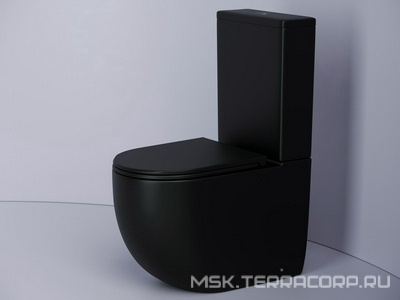 Напольный унитаз с бачком  Rimless, нижняя подводка,  гориз, выпуск, с крепежом, с крышкой-сиденьем, цвет черный матов Ceramica Nova Metropol CN4001MB