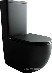 Напольный унитаз с бачком  Rimless, нижняя подводка,  гориз, выпуск, с крепежом, с крышкой-сиденьем, цвет черный матов Ceramica Nova Metropol CN4001MB