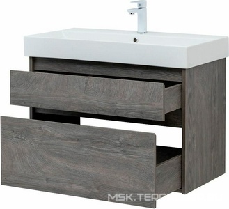 Тумба подвесная "" -85 см, цвет дуб рошелье, 2 выдвижн. ящик, БЕЗ раковины ZZ Aquanet Nova Lite 249937