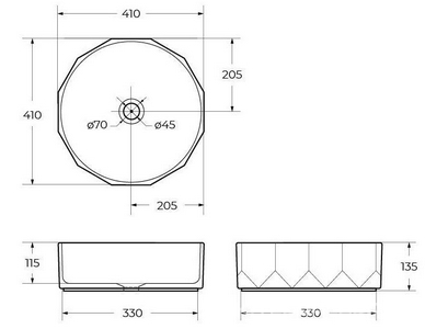 Раковина накладная на столешницу, круглая 410х410хh135мм, без отв.д/смесит., без перелива, (цв.черный матовый), BelBagno ZZ BelBagno Универсал BB1409H301
