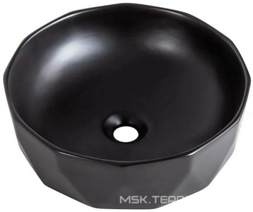 Раковина накладная на столешницу, круглая 410х410хh135мм, без отв.д/смесит., без перелива, (цв.черный матовый), BelBagno ZZ BelBagno Универсал BB1409H301
