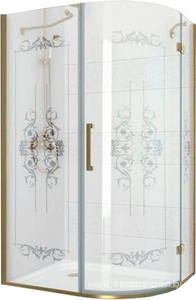 Душ.угол.1200х900хh1950мм,R550,ассиметрич, "Левая" (петли справа),вход 730мм,(стек.8мм, матов.с прозр.рис, фурн. цв.зол.),Magic-RP ZZ Cezares Magic-Royal Palce MAGIC-RH-1-120/90-ROYAL PALACE-PP-G-L