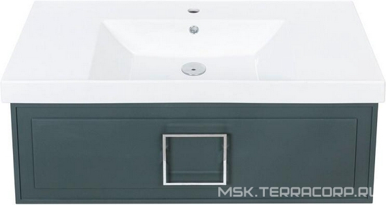 Тумба под раковину, с 1 выкатным ящиком, 976x469хh350мм, без раковины/столешницы, БЕЗ РУЧКИ, (цв.серый матовый),  ZZ La Fenice Cubo FNC-01-CUB-G-100