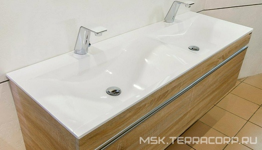 Раковина двойная 140 см., для мебели, белая ZZ Velvex Pulsus 
RkPUL.140-81