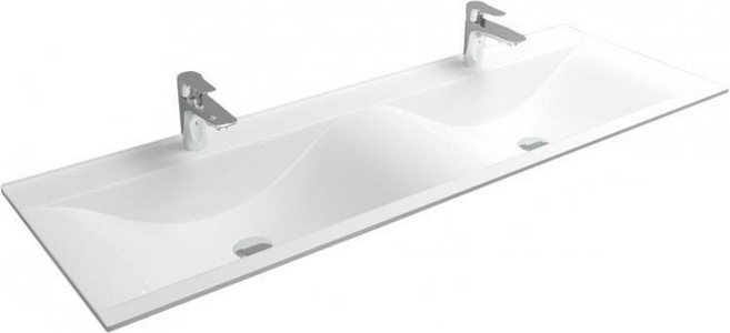 Раковина двойная 140 см., для мебели, белая ZZ Velvex Pulsus 
RkPUL.140-81