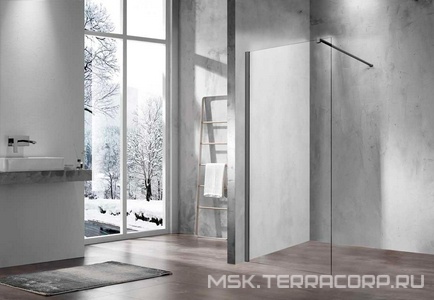 Душевая перегородка 1200хh2000мм, правая/левая, (стекло прозрачное 8мм, поперечн. укорачиваемый кронштейн 1200мм, фурнит.цв.ворон.сталь),  ZZ Vincea Walk-In VSW-1H120CLGM