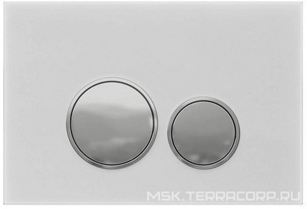 Кнопка двойного смыва, пневм., для инсталляции д/унитаза, (стекло цв.белый, кнопки цв.хром),  2.0 ZZ Allen Brau Priority 9.20005.20