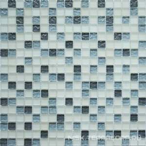 Мозаика Мастера Керамики Glass Мозаика Glass 579 микс белый матовый-серый светлый рельефный-темный серый рельефный ZZ|30х30