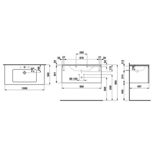 Раковина 1000х500мм с 1 отв.д/смес. + шкафчик с выдв.ящиком, сифон в компл. (цв.белый матов.), Laufen  ZZ Laufen Pro S 8.6096.6.463.104.1