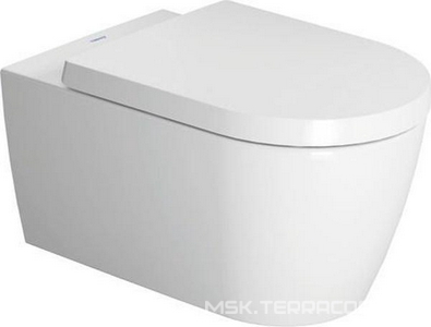 Унитаз подвесной, 370х570мм, без смывного края, сиденье с микролифтом, крепл. в компл., (с покрытием WonderGliss),  ZZ Duravit ME by Starck 452909 00 A11