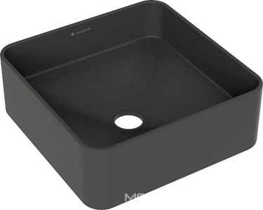 Раковина накладная на столешницу, квадрат, 370x370хh135мм, без отв.д/смесит., без перелива, (цв.черный матовый),  ZZ Aqueduto Espiral ESP0340