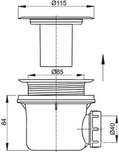 Сифон для душевых поддонов RGW S-010 90 мм, выпуск гориз.d40мм, с решеткой нерж.сталь., RGW Stone Tray ZZ RGW Универсал 182411010-01