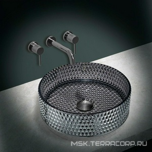 Раковина накладная 400х400х125мм, без отверстия для смесителя, без перелива, (стекло цв.черный), Vincea ZZ Vincea Раковины VBS-5GL03