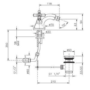 Смеситель для биде, с д/к, (цв. хром),  ZZ Nicolazzi Teide Four 1934 CR 45