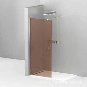 Душевая перегородка 800хh1950мм, правая/левая, (стекло цв.бронза 8мм, кронштейн, фурнит. цв.хром),  ZZ Cezares Liberta LIBERTA-L-1-80-BR-Cr