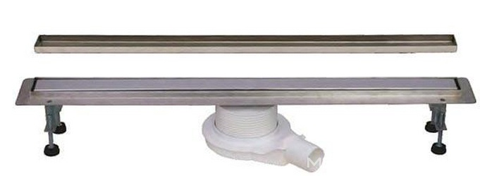 Дренажный канал стальной в сборе,(сифон с гидрозатвором 0,6 л/с, решетка-перевертыш под плитку 700мм,нерж.сталь,монтаж.глуб.65-105мм),WINKIEL/FINO ZZ