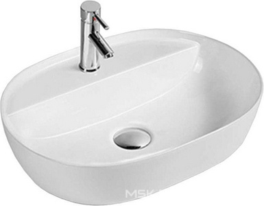 Раковина накладная 500х380х135 мм, с отверстием для смесителя, без перелива, (цв. белый глянцевый), Vincea ZZ Vincea Раковины VBS-121