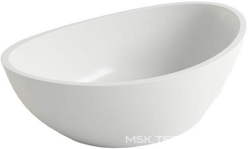 Раковина накладная 540х330х175мм, без отверст. для смесит., без перелива, д/к в цвет раковины в компл.,(иск.камень Soft rock цв.белый мат), Europe ZZ Holbi Almatea 1.02.005.11.1