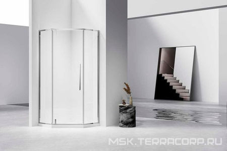 Душевой уголок 900х900хh1950мм, 5-ти угольный, распашн.дверь правая/левая, с 2 неподв.сегмент.(ст.прозр.6мм Easy Clean, фурнит.цв.хром),  ZZ Vincea Slim-N VSP-4SN900CL