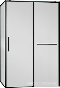 Душевой уголок 1300х800хh2000мм, прямоуг., правый/левый, (стекло прозрачное 6мм Easy Clean, фурн.цв.черный матовый),  ZZ Vincea Slim Soft VSR-1SS8013CLB