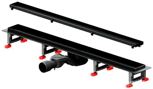 Душевой желоб 80 см, комбинированный затвор, решетка под плитку из нерж.стали, цв.черный AMPM Универсал W01SC-U11-080-04BM