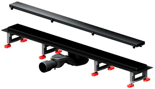 Душевой желоб 80 см, комбинированный затвор, решетка под плитку из нерж.стали, цв.черный AMPM Универсал W01SC-U11-080-04BM